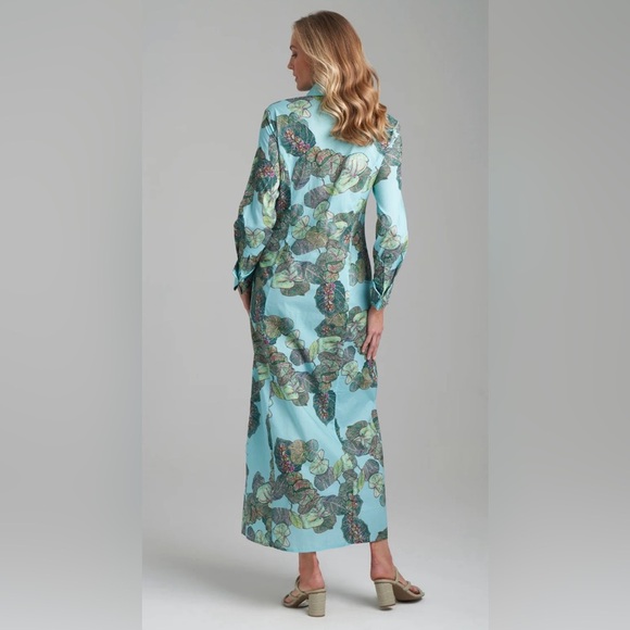 EUC ALA VON AUERSPERG- KATHE COTTON DRESS IN GREEN ISLAND. Size 6 - Picture 2 of 9